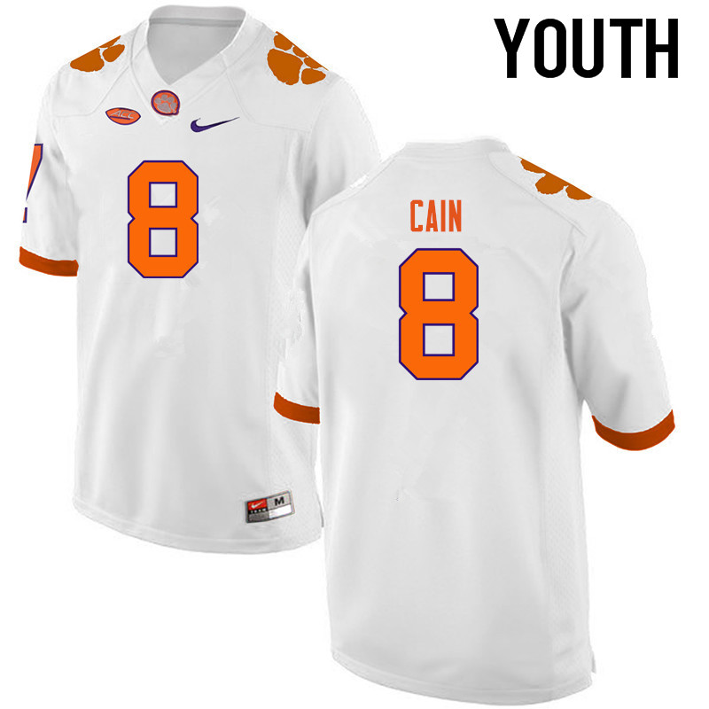 Youth Clemson Tigers #8 Deon Cain College Football Jerseys-White - Click Image to Close